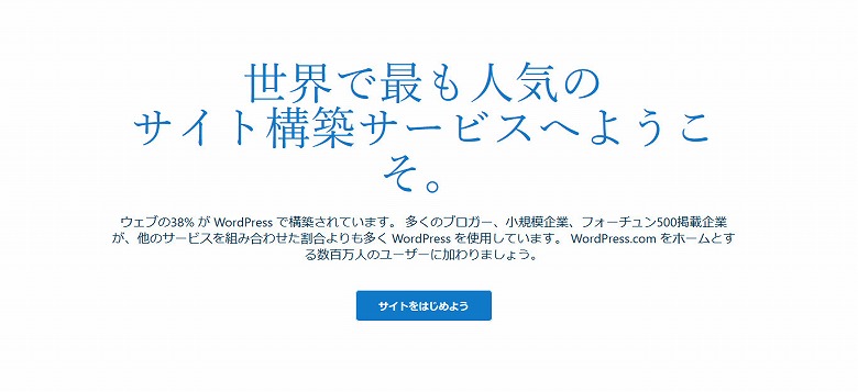 WordPress.comのトップページ